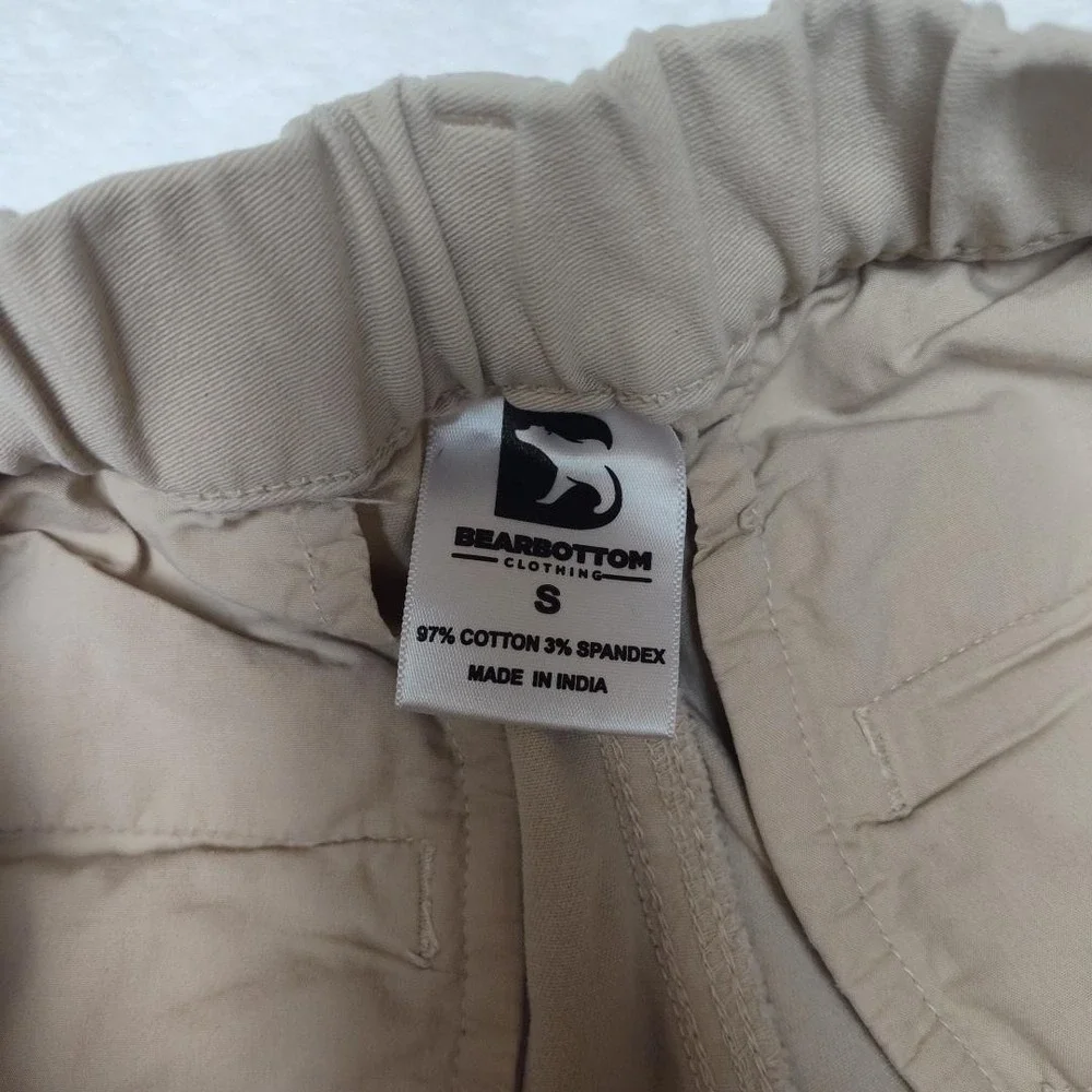 Bearbottom‎ Pants Mens 30x28 Beige Jogger Elastic Waist Cuffed Stretch Casual